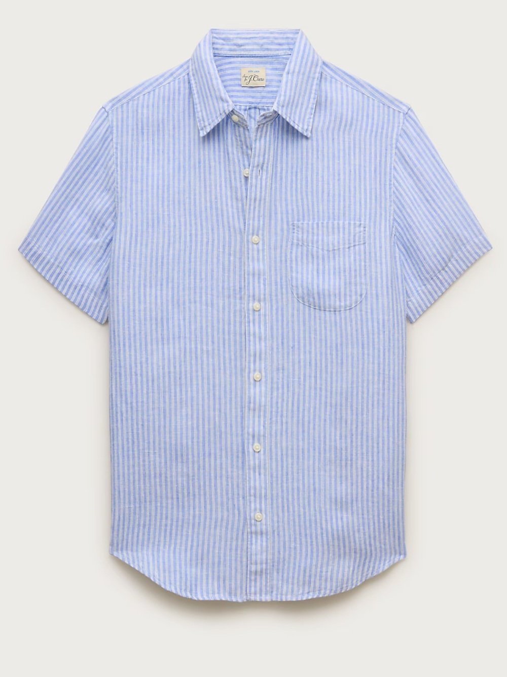J crew Short-sleeve point-collar linen shirt in stripe